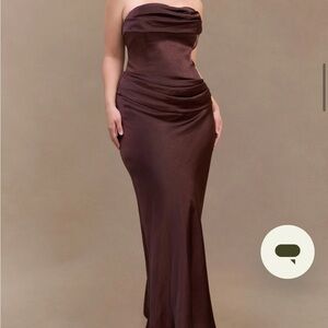 Meshki Chocolate Jasmine Strapless Gown